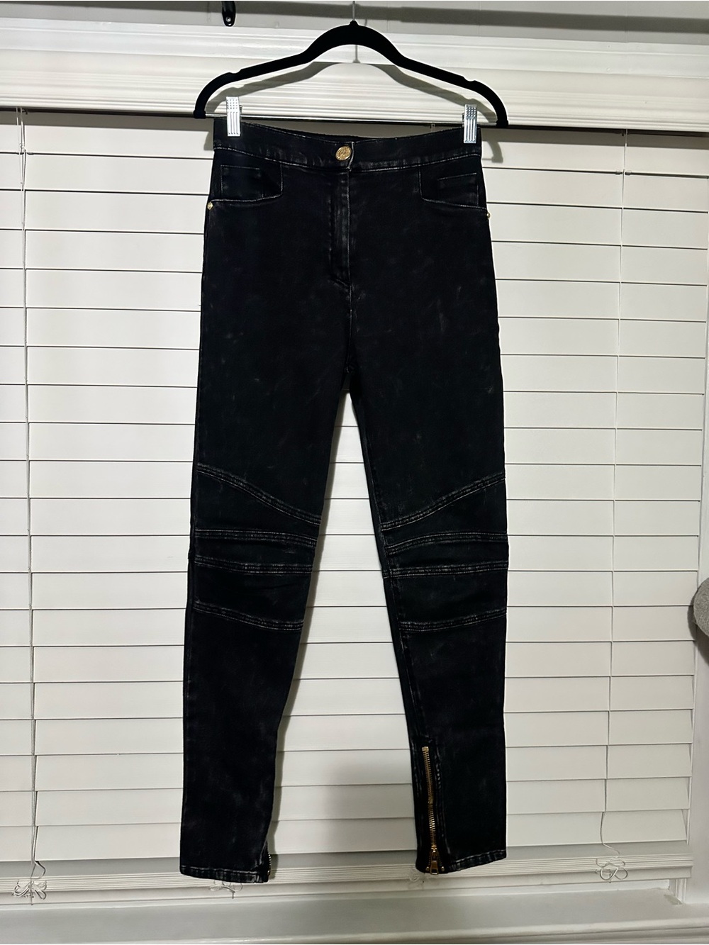 🖤 Balmain Paris Black Biker Moto Jeans 🖤